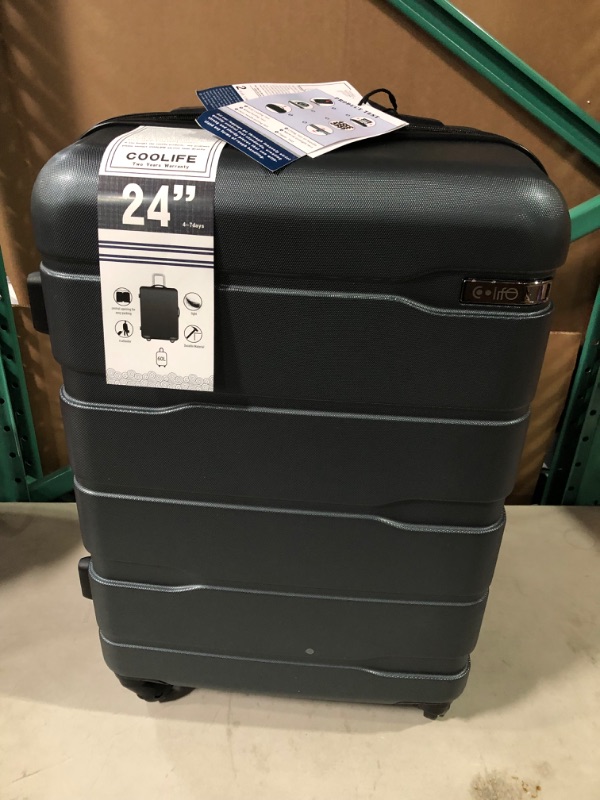 Photo 2 of Coolife Luggage Expandable(only 28") Suitcase PC+ABS Spinner Built-In TSA lock 20in 24in 28in Carry on Caribbean Blue. S(20in_carry on)