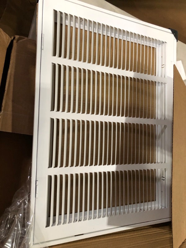 Photo 2 of 22" X 16" Steel Return Air Filter Grille for 1" Filter - Easy Plastic Tabs for Removable Face/Door - HVAC DUCT COVER - Flat Stamped Face -White [Outer Dimensions: 23.75w X 17.75h] White 22 X 16