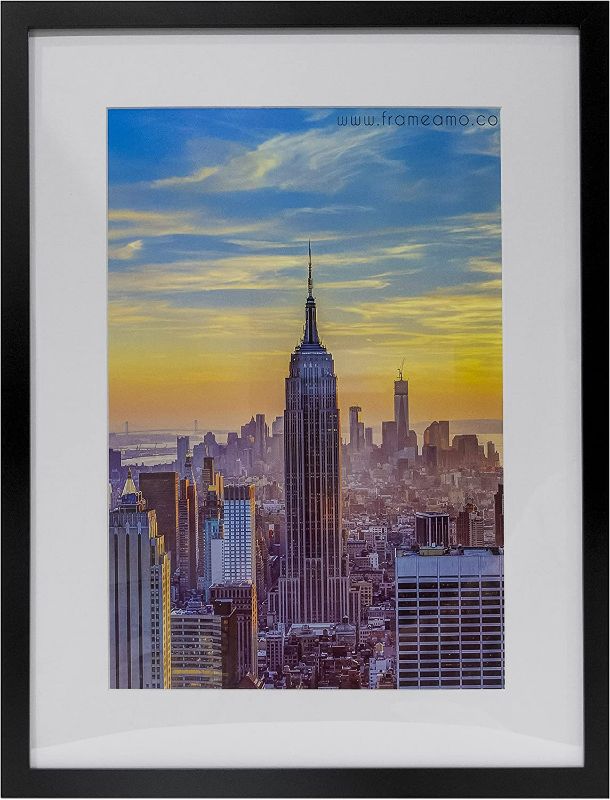 Photo 1 of 18x24-13x19 Modern Black Frame, with White Mat
