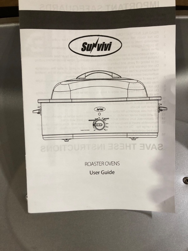 Photo 3 of 24lb 20-Quart Roaster Oven with Self-Basting Lid, Sunvivi electric roaster with Removable Pan & Rack, 150-450°F Full-Range Temperature Control with Defrost/Warm Function, Stainless Steel, Silver