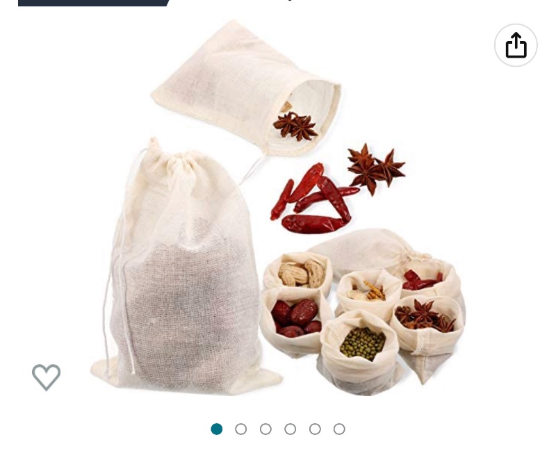 Photo 2 of 4.6 out of 5 stars1,269 Reviews
24 Pieces Reusable Drawstring Cotton Soup Bags, Straining Cheesecloth Bags Soup Gravy Broth Stew Bags Brew Bags for Coffee Tea Bone Broth, 4 x 6 Inch