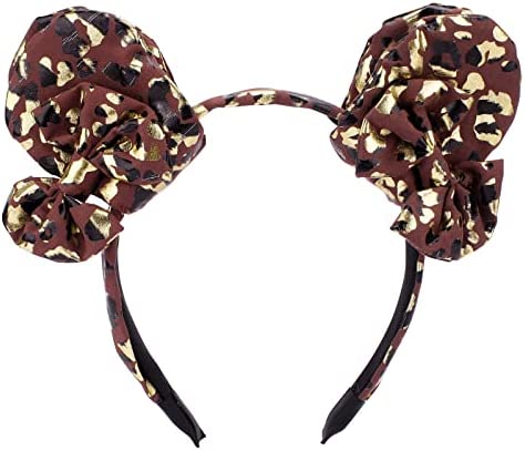 Photo 1 of CASOTY Mouse Ears Headband With Two Bow Clips Hair Barrettes Leopard Cheetah Print Hair Hoop Multifunctional Headwear Wide Fashion Headbands for Women Girls(Brown Leopard Print?