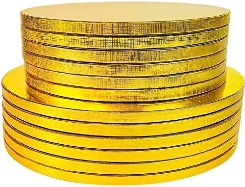 Photo 2 of 12-Pack Gold Cake Drums Set 10+12 inch, 6 Piece of Each Size Cardboard Cake Circles Base Round Cake Circles Cake Trays Disposable for Cake Decoration Wedding Birthday,Set of 12