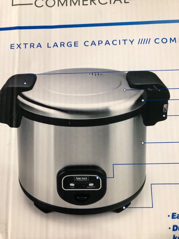 Photo 2 of Aroma Housewares 60-Cup (Cooked) (30-Cup UNCOOKED) Commercial Rice Cooker, Stainless Steel Exterior (ARC-1130S)