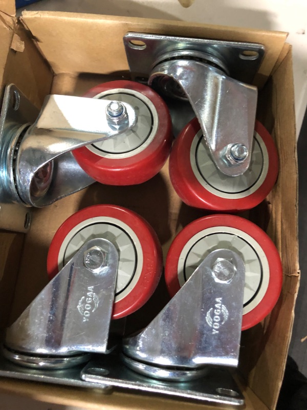 Photo 2 of 3 inch Heavy Duty Casters Capacity 1000lbs Bearing Caster Wheels Without Brake Swivel Casters for Furniture and Workbench Set of 4