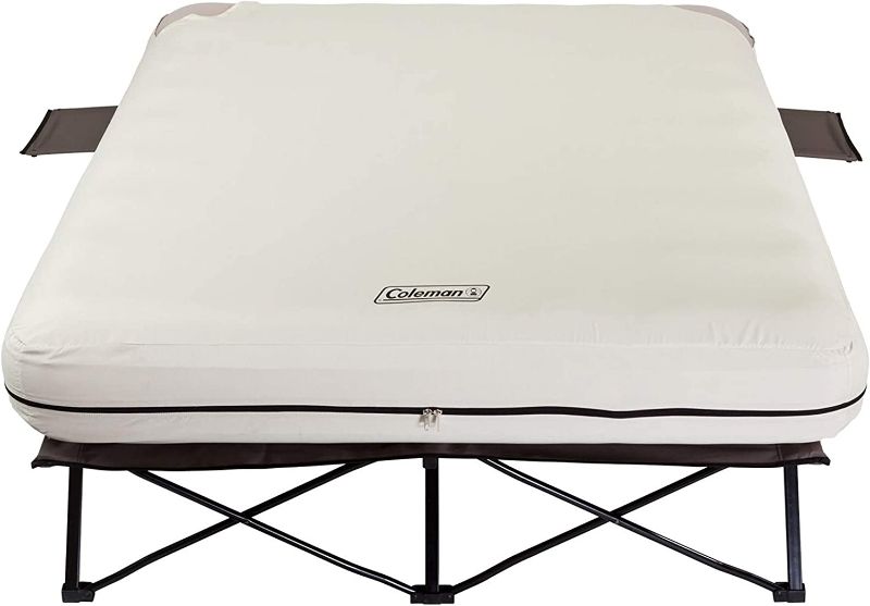 Photo 1 of Coleman Camping Cot, Air Mattress, and Pump Combo | Folding Camp Cot and Air Bed with Side Tables and Battery Operated Pump