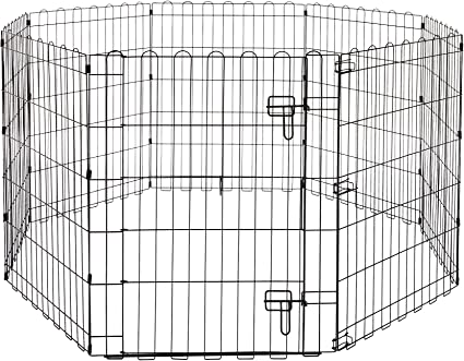 Photo 1 of Amazon Basics Foldable Metal Exercise Pet Play Pen for Dogs, Single Door, 60 x 60 x 30 Inches, Black
