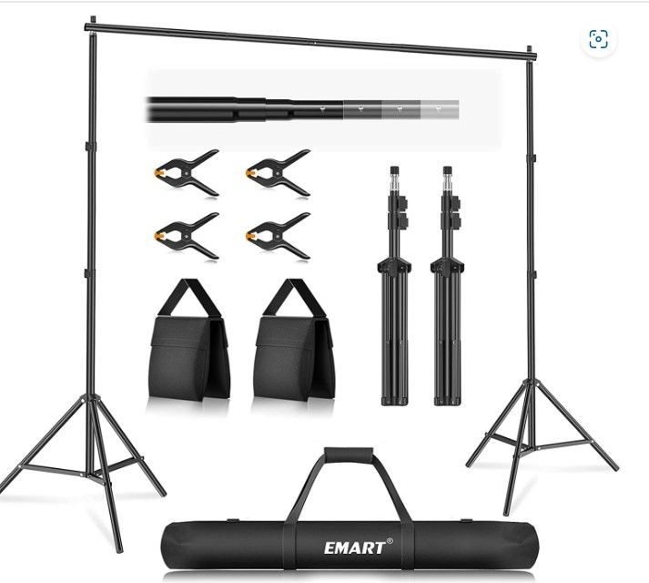 Photo 1 of EMART Photo Video Studio 10Ft Adjustable Background Stand Backdrop Support System Kit with Carry Bag