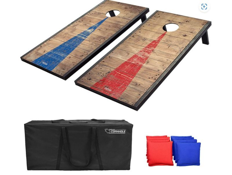 Photo 1 of GoSports Classic Cornhole Set – Includes 8 Bean Bags, Travel Case and Game Rules (Choice of style)