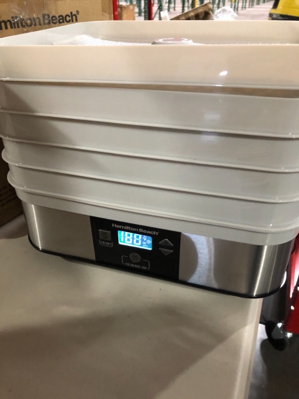 Photo 2 of Hamilton Beach Digital Food Dehydrator for Fruit and Jerky, Vegetables and More, 5 Trays, Adjustable Temperature, 48 Hour Timer + Auto Shutoff, Grey 