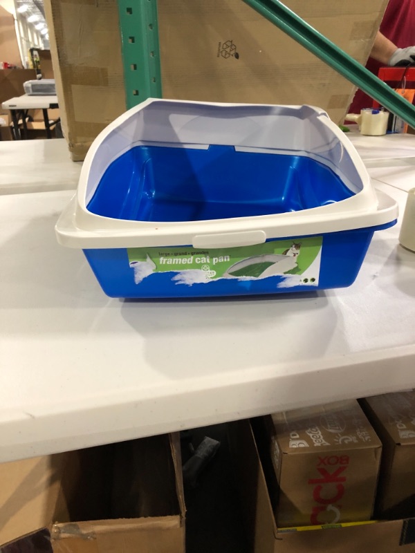 Photo 2 of Van Ness Pets Large High Sided Cat Litter Box with Frame, Blue, CP4