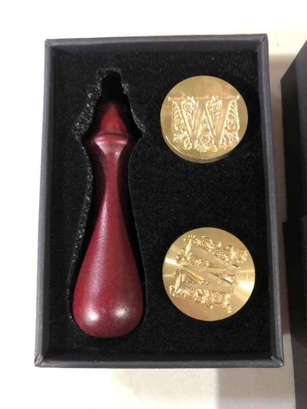 Photo 4 of [3pc] Wax Seal Stamp Set: Brass Head & Wooden Handle - Letters: "E", "I", "W"