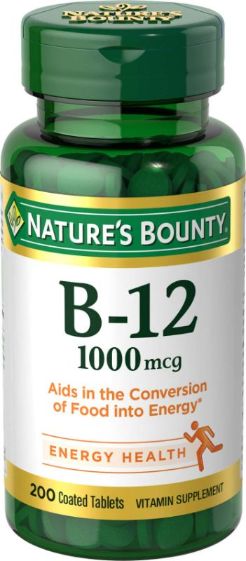 Photo 1 of [4x] Nature's Bounty Vitamin B12, Supports Energy Metabolism, Tablets, 1000mcg, 200 Ct Unflavored