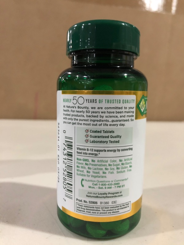 Photo 2 of [4x] Nature's Bounty Vitamin B12, Supports Energy Metabolism, Tablets, 1000mcg, 200 Ct Unflavored