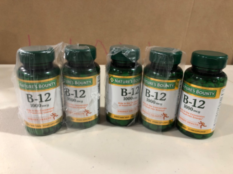 Photo 3 of [5x] Nature's Bounty Vitamin B12, Supports Energy Metabolism, Tablets, 1000mcg, 200 Ct Unflavored