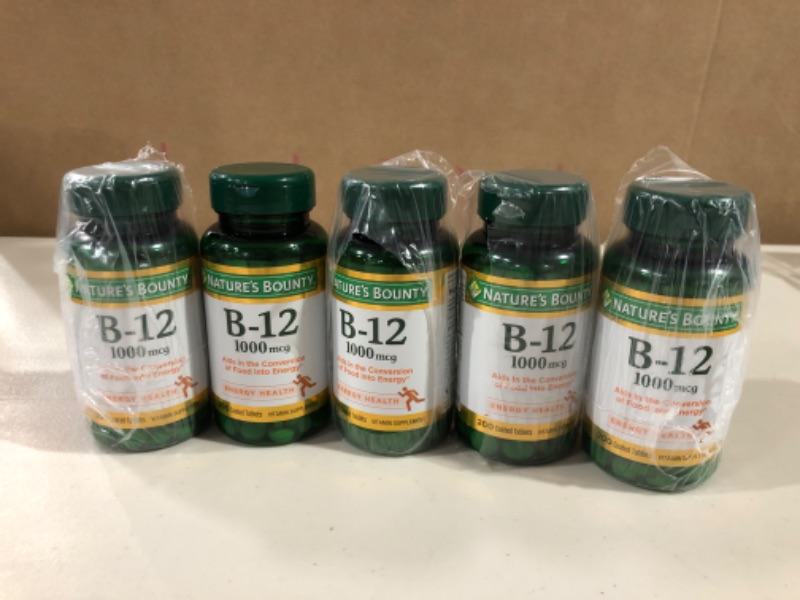 Photo 1 of [5x] Nature's Bounty Vitamin B12, Supports Energy Metabolism, Tablets, 1000mcg, 200 Ct Unflavored