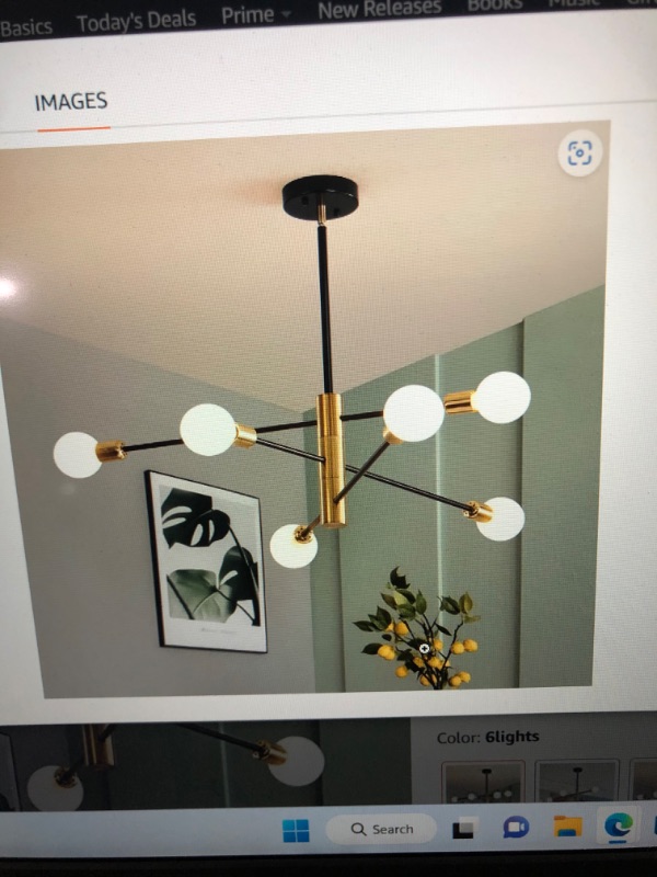 Photo 1 of Deyidn Sputnik Chandelier Mid Century Modern Industrial E26 Pendant Lighting Chandeliers Ceiling Light Fixture Black and Gold Light for Living 