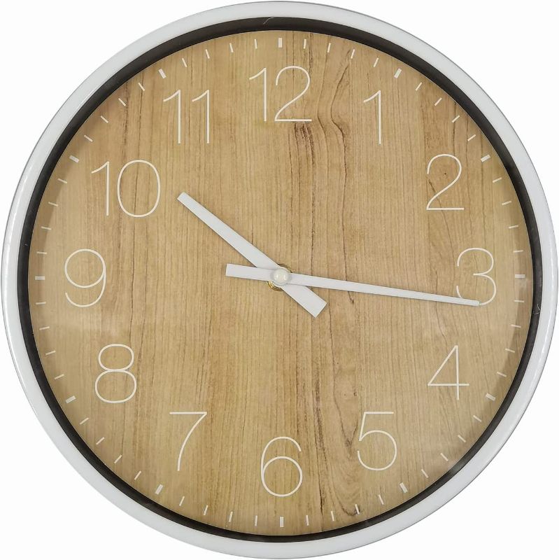 Photo 1 of ANDSTAR 10.5 Inch Wooden Design Silent Non-Ticking Quartz Wall Clock Big Numbers Easy to Read Wall Clocks 