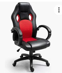 Photo 1 of Polar Aurora Office Chair PU Leather Racing Style Computer Gaming Chairs Adjustable Swivel Desk Chair Red