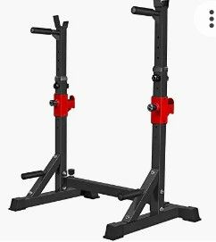 Photo 1 of AKYEN Adjustable Squat Rack Stand, Barbell Rack, Dip Bar Station Adjustable Bench Press Rack 850LBS Max Load Multi-Function Weight Lifting Home Gym