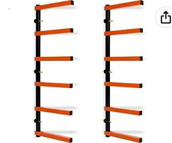 Photo 1 of 6 Levels Shelf Lumber Rack Lumber Storage Rack Lumber Organizer Wood Organizer Steel Wall Mounted Max 600 Lb (1 Pack)