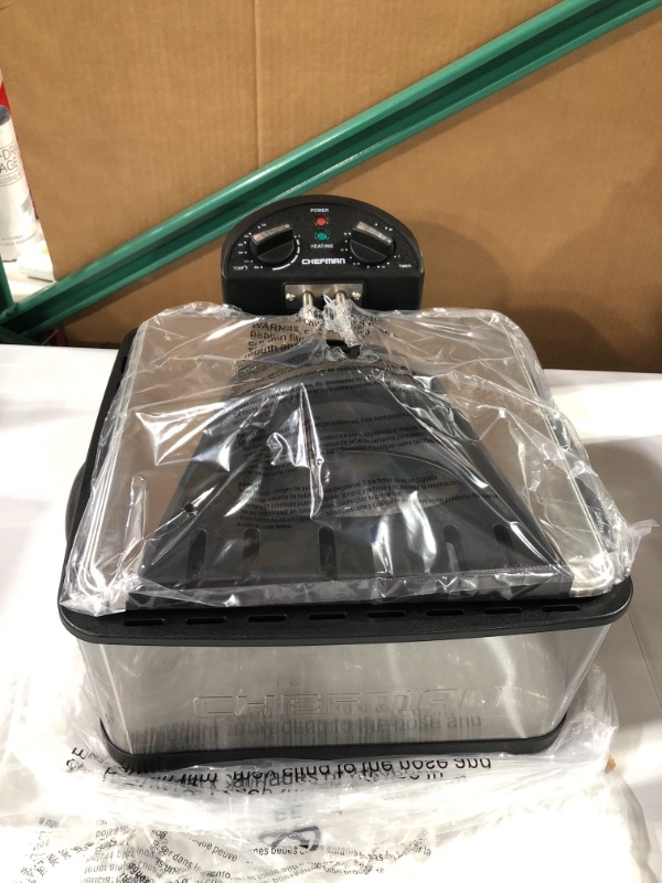 Photo 1 of Chefman 4.5L Dual Cook Pro Deep Fryer with Basket Strainer and Removable Divider - Jumbo XL Size - Stainless Steel Stainless Steel 