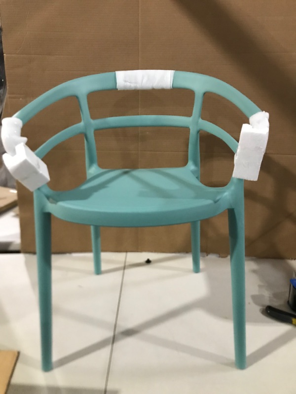 Photo 2 of Amazon Basics Light Blue, Curved Back Dining Chair-Set of 2, Premium Plastic Light Blue Chair-Set