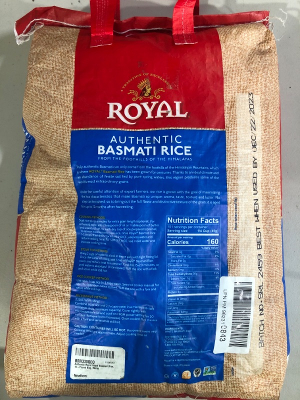 Photo 3 of Authentic Royal Royal Basmati Rice, 15-Pound Bag, White 15 Pound (Pack of 1)