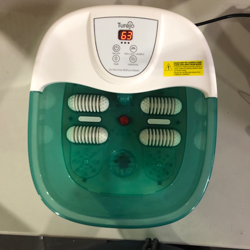 Photo 2 of Pedicure Foot Spa, Foot Bath Spa With Heat and Massage, Bubbles, Vibration, Detachable Pumice Stone, Medicine Box, Auto Shut-Off, 4 Massage Rollers, Infared Light Foot Soaker for Relieve Feet Stress Green