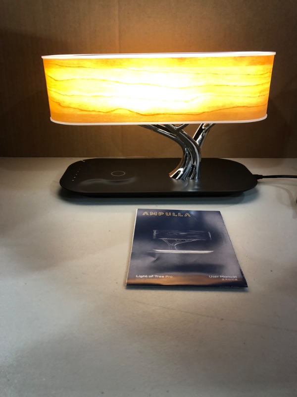 Photo 2 of AMPULLA Masdio by Ampulla Bedside Lamp with Bluetooth Speaker and Wireless Charger, Table Lamp Desk Lamp with Sleep Mode Stepless Dimming Light of Tree(Plus)