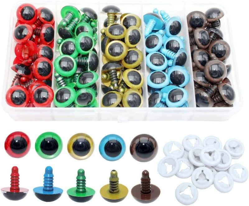 Photo 1 of BESTCYC 1Box(70pcs) 15mm 5Colors Plastic Safety Eyes Round Colorful Craft Eyes 