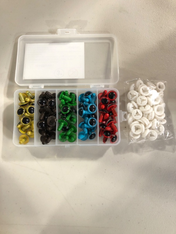 Photo 1 of BESTCYC 1Box(70pcs) 15mm 5Colors Plastic Safety Eyes Round Colorful Craft Eyes 