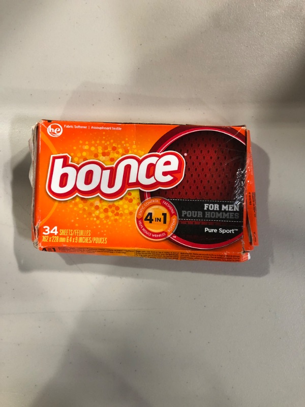 Photo 2 of Bounce Pure Sport Dryer Sheets for Men, 34 ct