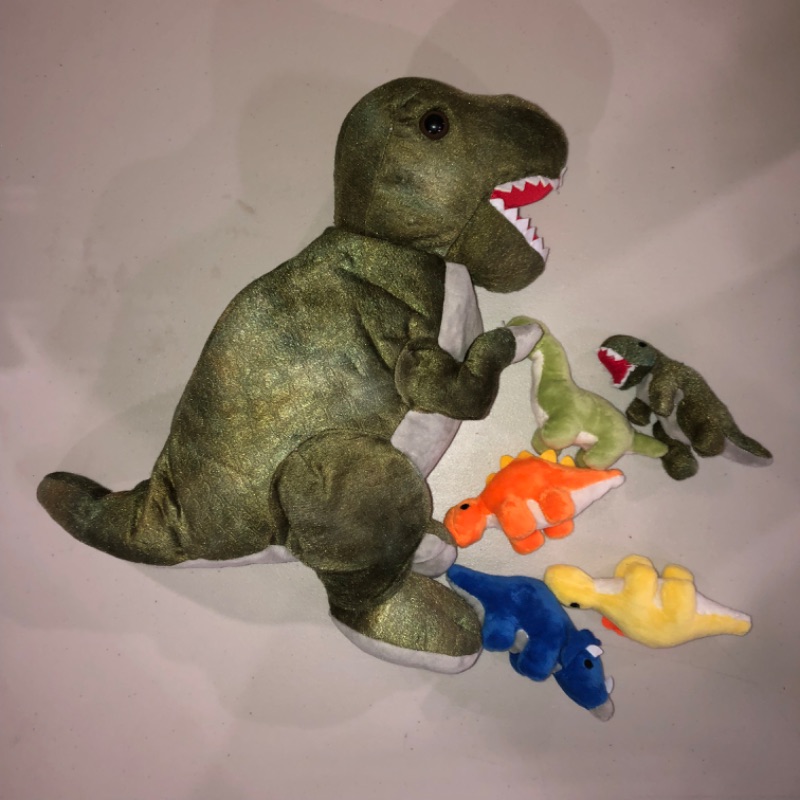 Photo 2 of Muiteiur Dinosaur Stuffed Animal Soft Plush T-Rex Zippered Belly Inside with 5 Cute Baby Dinosaur Great Gift Set for Kids,19.6inch Dinosaurs