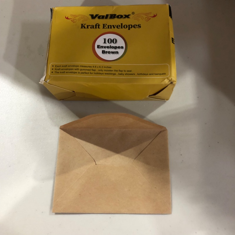 Photo 2 of ValBox 4.6x6.3" Kraft Envelopes 100 PCS 120 GSM Brown Contour Flap Invitation Envelopes for Baby Shower, Graduation, Wedding, Invitations - Gummed Flap