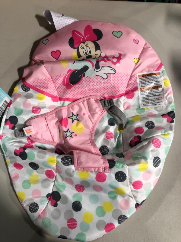 Photo 2 of Bright Starts Disney Baby Minnie Mouse Vibrating Bouncer with bar- Spotty Dotty