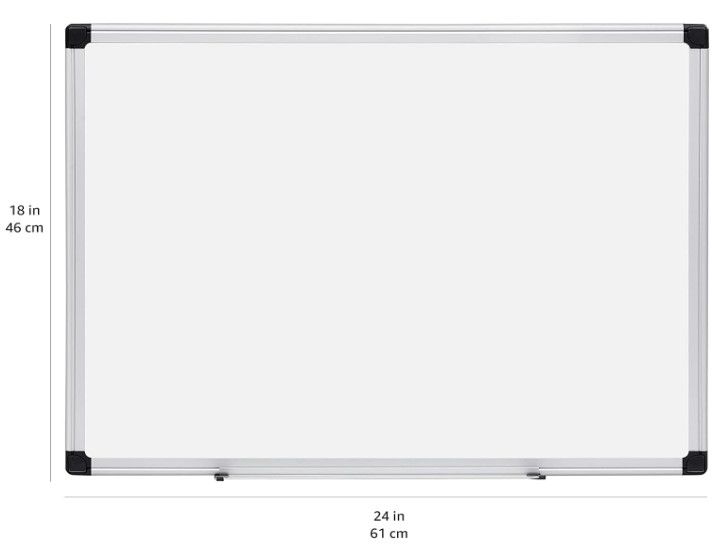 Photo 1 of Amazon Basics Magnetic Dry Erase White Board, 24 x 18-Inch Whiteboard - Silver Aluminium Frame