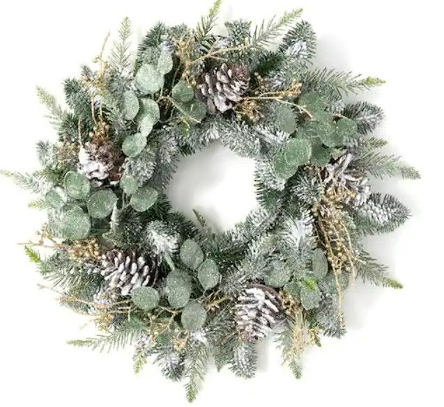 Photo 1 of 24" Artificial Pine and Eucalyptus Wreath with led lights