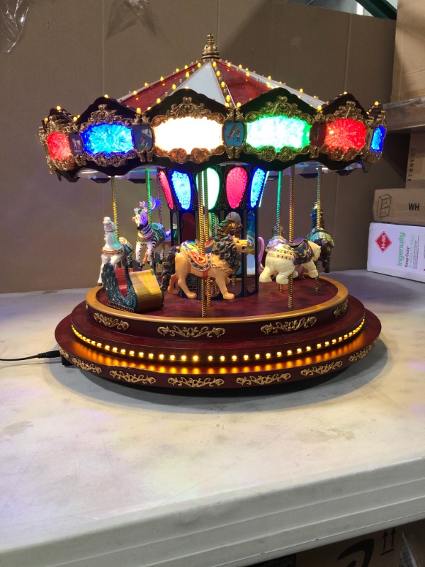 Photo 1 of Mr. Christmas Marquee Deluxe Carousel Musical Animated Indoor Christmas Decoration, 15 Inch, Multi-Color