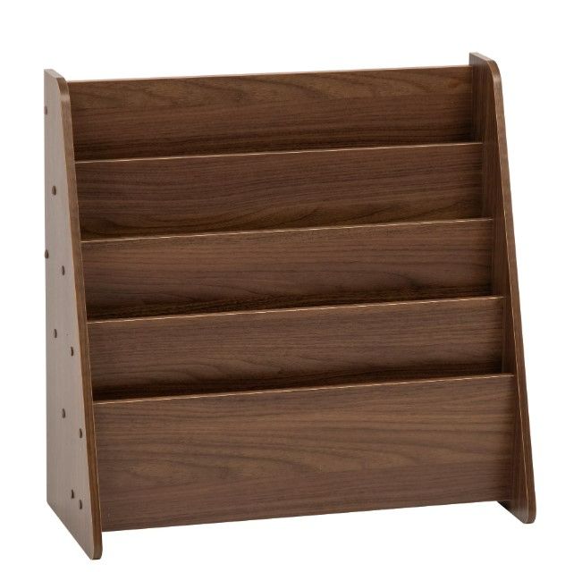 Photo 1 of 23.23 in. Brown Faux Wood 4-shelf Standard Bookcase with Storage