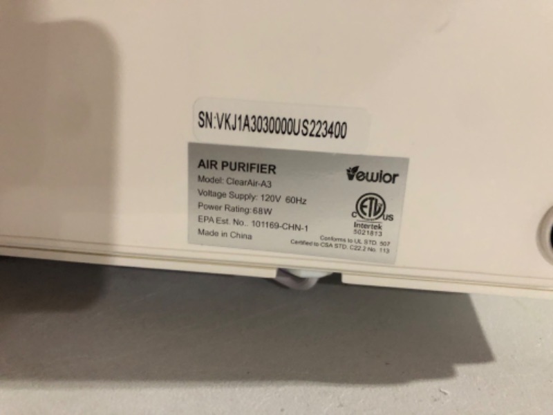 Photo 3 of Air Purifier, Home Air Purifiers For Large Room Up To 1620 sq.ft, VEWIOR H13 True HEPA Air Filter With 5 Timer Settings 3 Fan Speeds