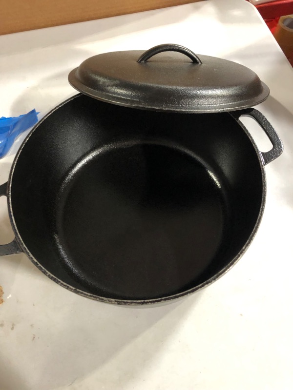 Photo 2 of Amazon Basics Pre-Seasoned Cast Iron Dutch Oven Pot with Lid and Dual Handles, 7-Quart