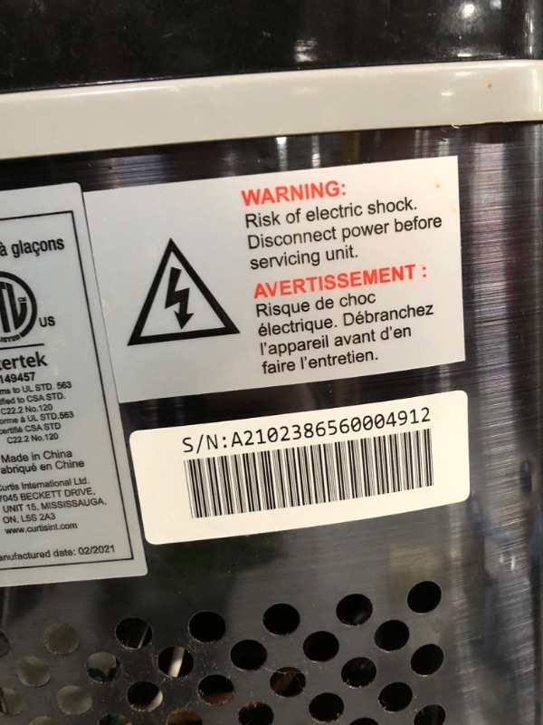 Photo 3 of (NOT FUNCTIONAL)Frigidaire EFIC117-SSBLACK-COM EFIC117-SSBLACK 26 Lbs Portable Compact Maker, Stainless Steel Ice Making Machine, Medium, Black Stainless