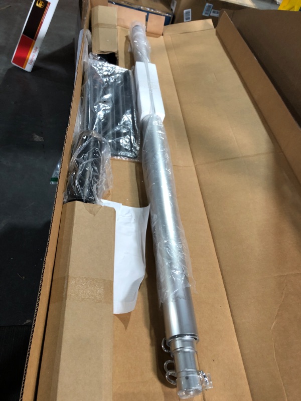 Photo 1 of Camco 20’ Portable Telescoping Aluminum Flagpole with Tire-Anchored Flag Holder and US Flag (51600) 20’ Aluminum Flagpole with Foot & Mount