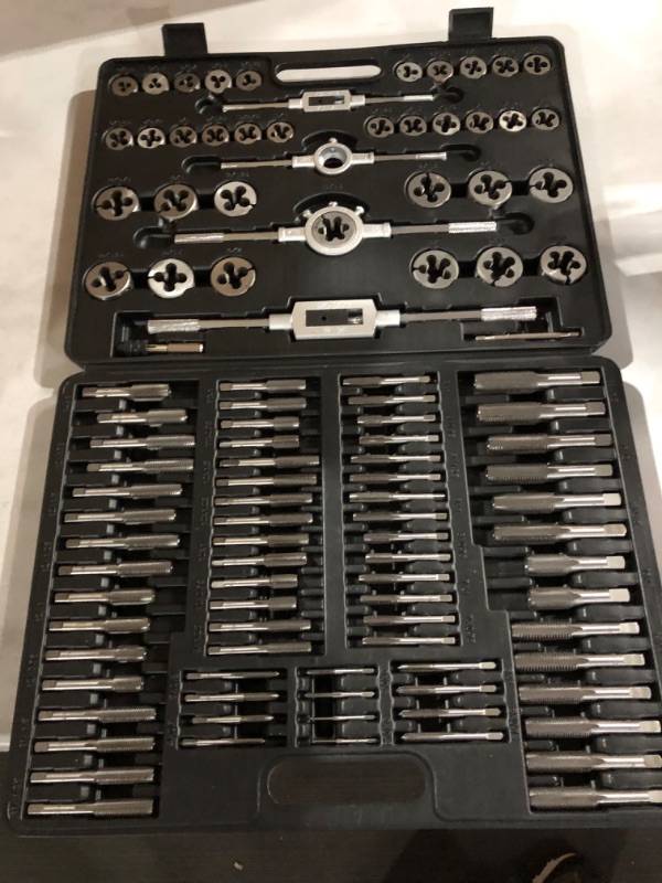 Photo 2 of 110Pcs Tungsten VEVOR Steel Metric Tool Tap & Die Set Combination for Cutting External & Internal Threads