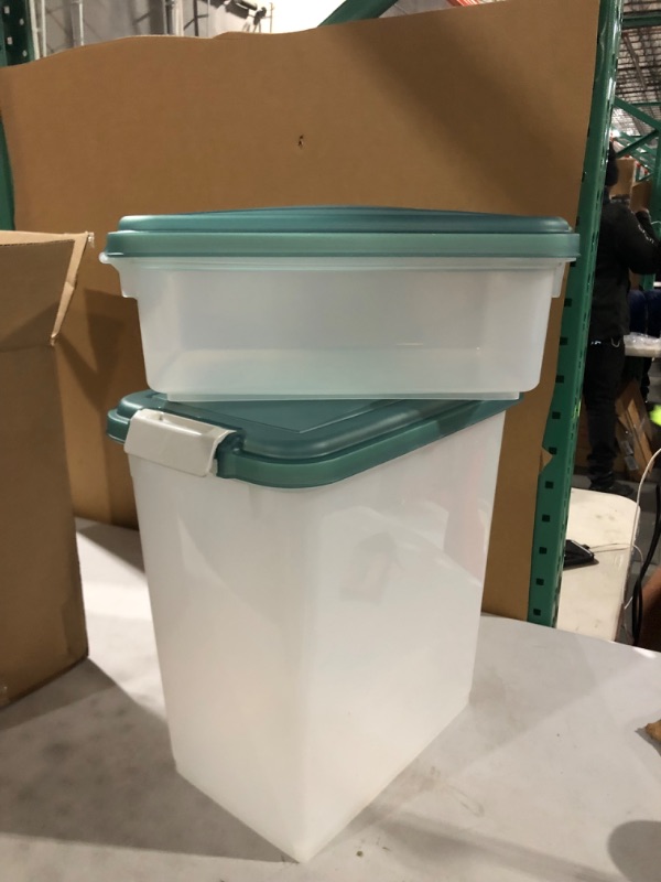 Photo 1 of  Plastic  Container with Hinged Attached Lid, Clear/Green 