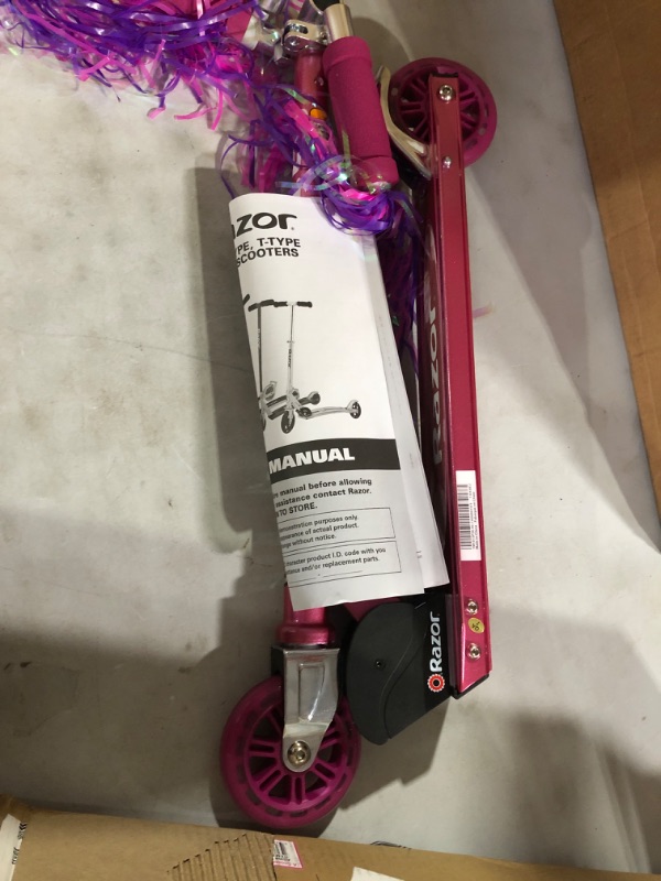 Photo 1 of Razor A Kick Scooter for Kids – Foldable,Lightweight, Adjustable Height Handlebars, for Riders 5 Years and up, and up to 143 lbs Sweet Pea Scooter