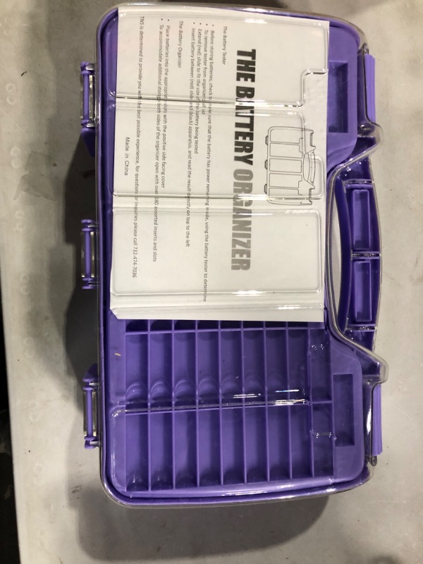 Photo 2 of Battery Storage Organizer, The Battery Organizer Storage Case with Tester, Clear Battery Case, Battery Holder for 180 Batteries of Various Sizes, Purple Purple Case