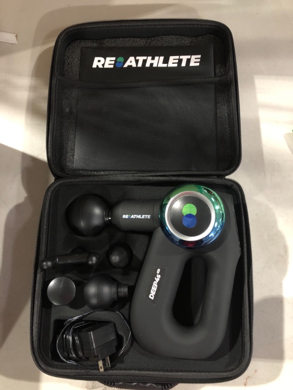 Photo 2 of REATHLETE DEEP4S Updated Pro-Grade Handheld Deep Tissue Massage Gun with 5 Heads, Carrying Case and 4 Settings