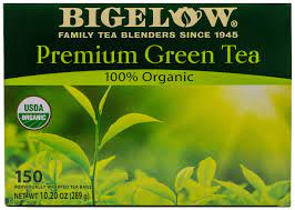 Photo 1 of Bigelow Premium 100-Percent Organic Green Tea 150-Count Box, Individually Wrapped Teas